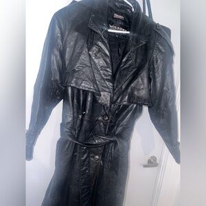 Wilson Black Leather Trench with Belt